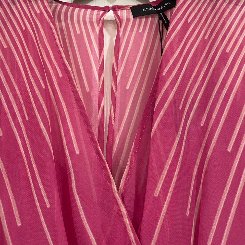 BCBGMAXAZRIA Striped Ruffle Dress - Picture 4 of 14